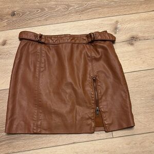 Brown Leather Skirt